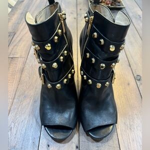 Michael Kors open toe studded leather booties